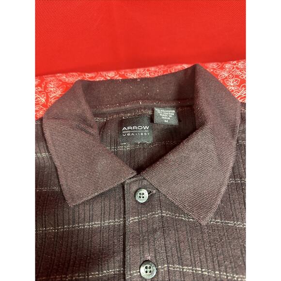 Vintage Maroon Arrow Polo Two Button Cotton Blend Long Sleeve Sweater M - Picture 2 of 4